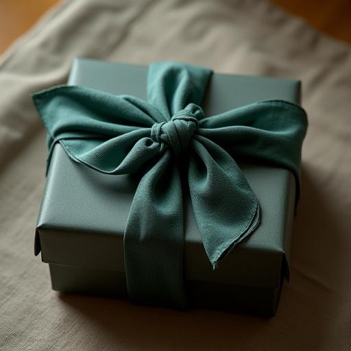 ふろしきで美しく包まれたギフトボックス